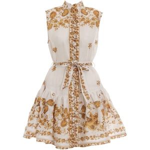 Zimmermann Linen Short Amelie Floral Dress in Yellow